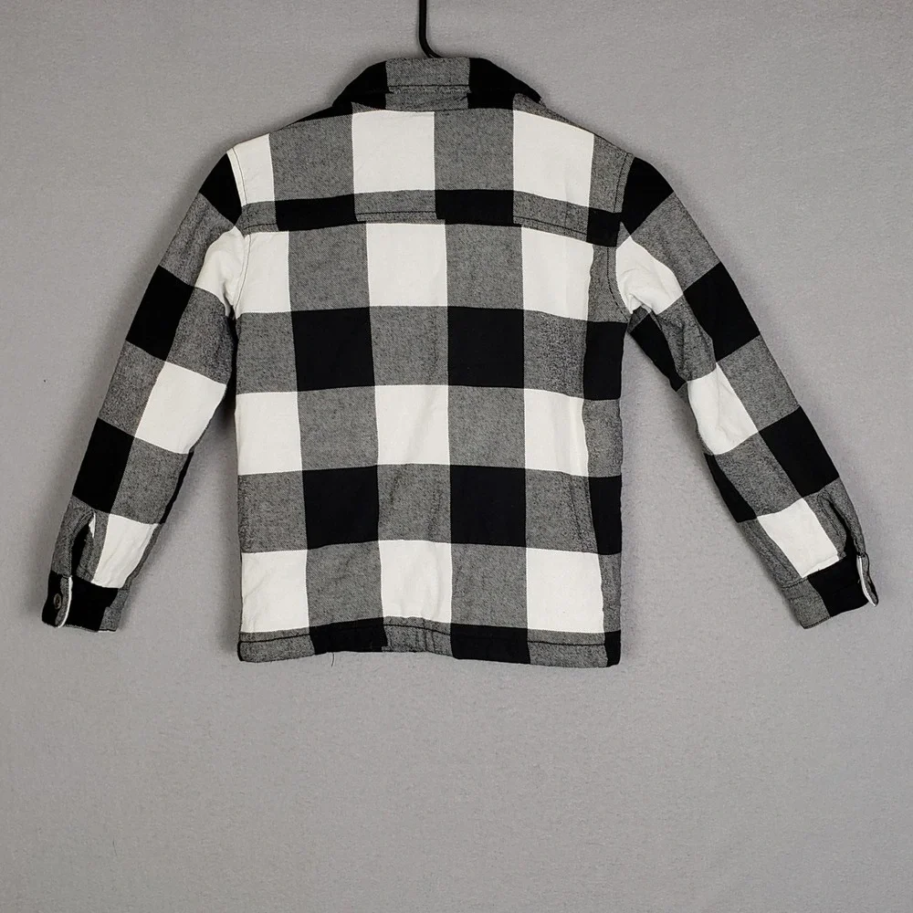 GAP Kids Size M Buffalo Check Button Up Shirt Black White‎ Fall Plaid Lumberjack